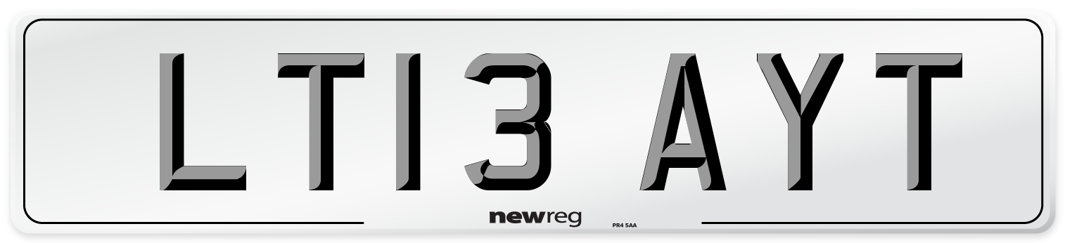 LT13 AYT Number Plate from New Reg